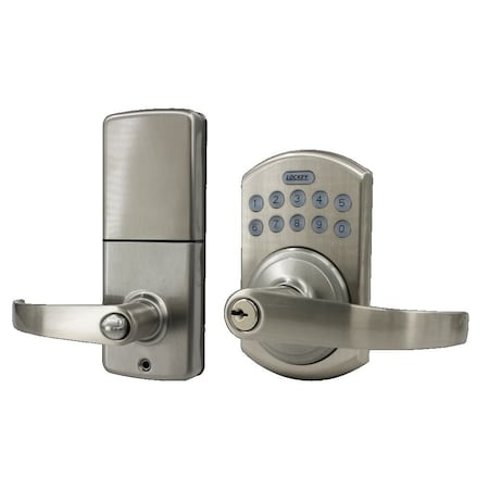 Lockey Usa Electronic Keyless Lever Lock, Remote Capable, E995, Satin Nickel E995SN